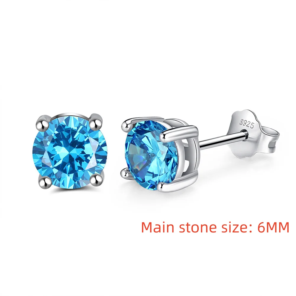 

Серьги из стерлингового серебра 925 пробы, синий цирконий, сапфир, женские простые модные серьги, ювелирные изделия на день рождения, годовщину, подарок