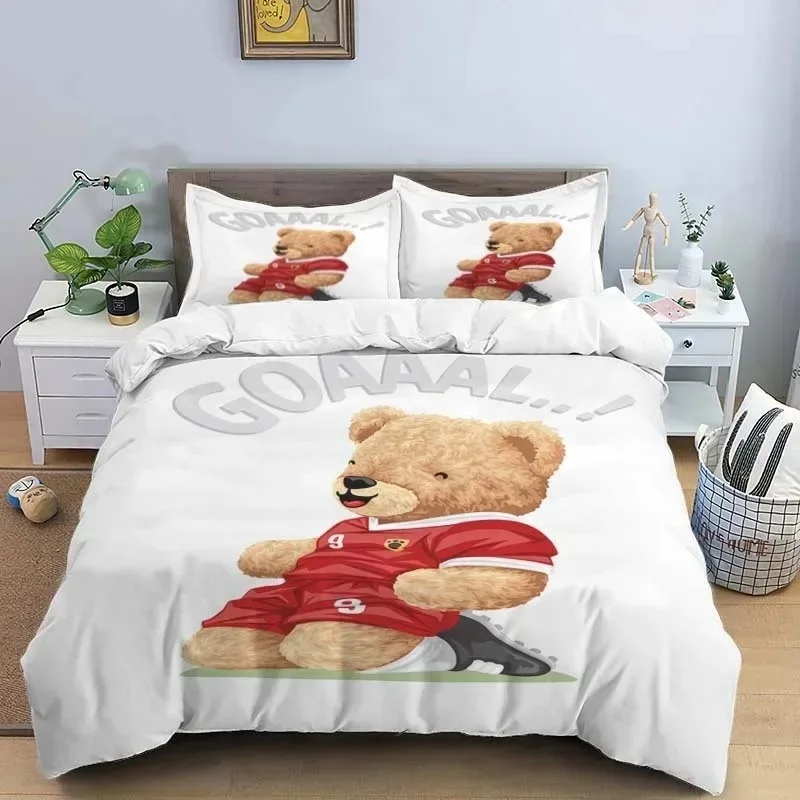 Bear Print Digital Bedding Set Single Twin Full Queen King Size Polyester Bedroom Duvet Cover Aldult Kids Quilt Cover Set