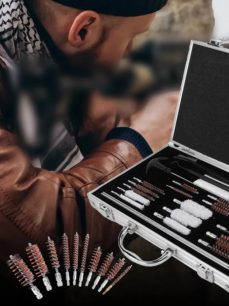 ملحقات فرشاة البندقية مجموعة صناديق فرشاة برميل بندقية أداة فرشاة برميل لبندقية مسدس مسدس بندقية تنظيف عدة أداة