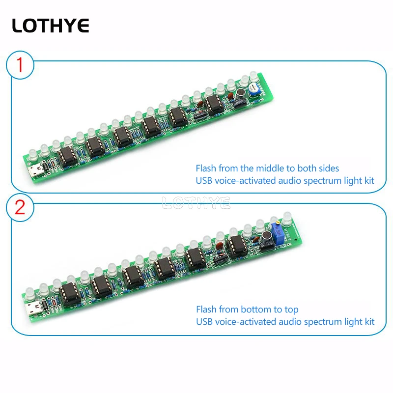 USB Stimme Aktiviert LED Licht Audio Musik Spektrum DIY Elektronische Kit Auto Lautstärke Anzeige Elektronische Produktion Suite