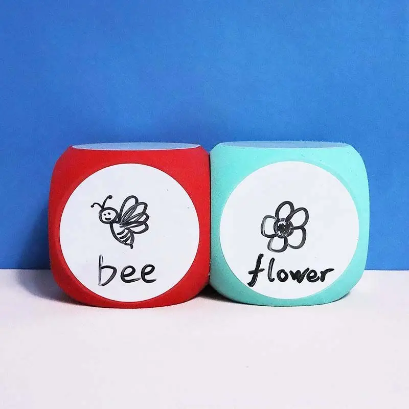 Cube effaçable à sec pour la pratique des maths, 4x4 pouces, ensemble de dés, tableau blanc