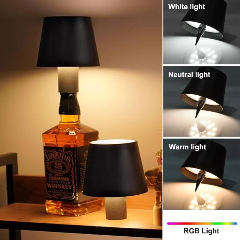 Portable LED Bottle Light, Touch Control Night Light for Room Decoration/Camping/Christmas Gift, USB Rechargeable Mood Lamp