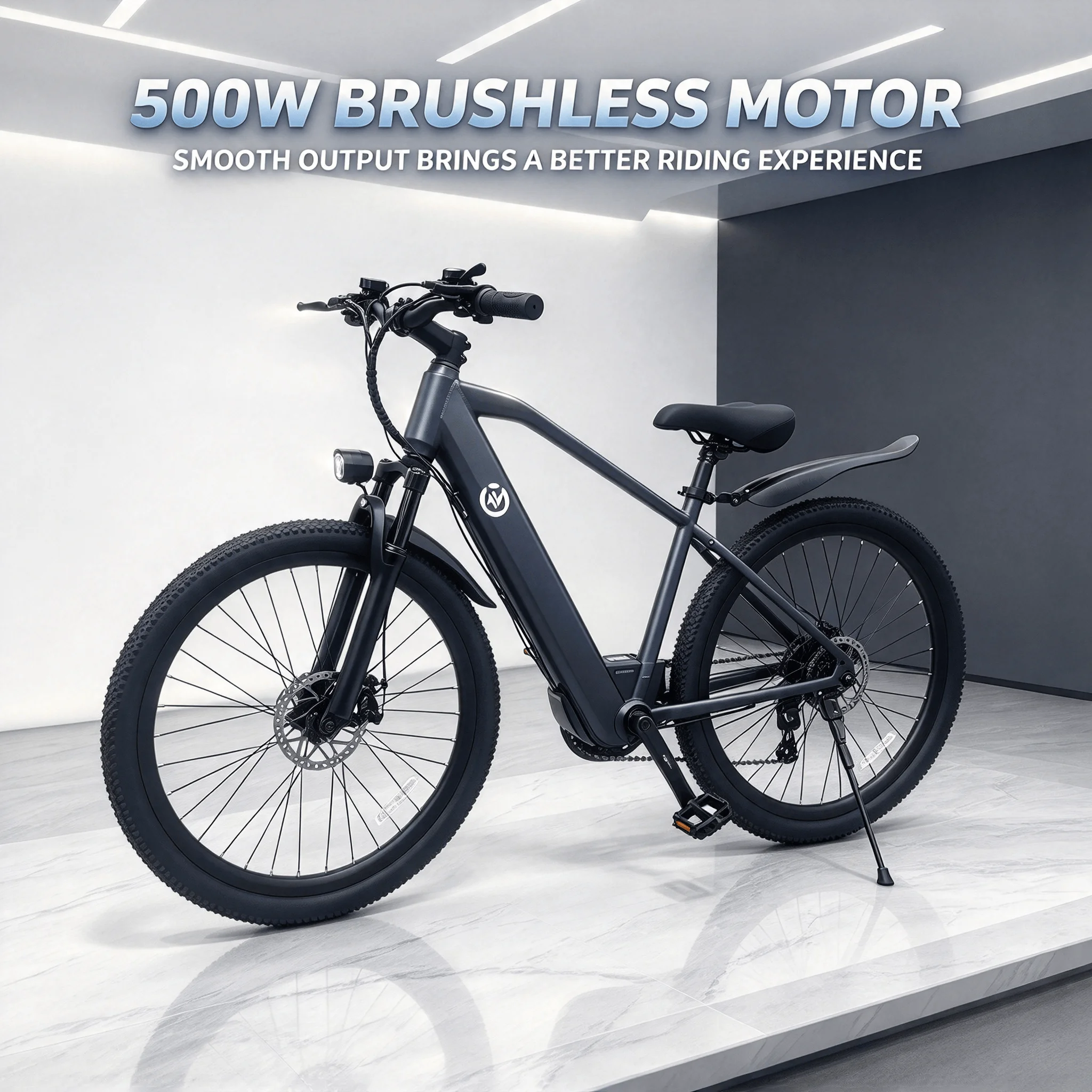Leisure riding electric bicycle for cycling enthusiasts full suspension shock absorption front and rear disc brakes 48V 500W motor 24 inch wheel hub 7 speed thumb shifter long battery life daily commuting comes with tool kit best gift for birthday.