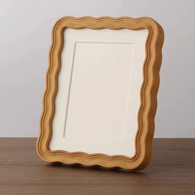 Wave Edge Walnut Wood Frame, Multi Sizes, Tabletop Stand For Photo Art Display