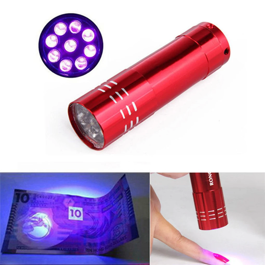 Lasmpara de antorde de luz UV Super Mini 9 LED linterna de luz ultravioleta luz del secador de uas maviscara de Gel de uas de sec