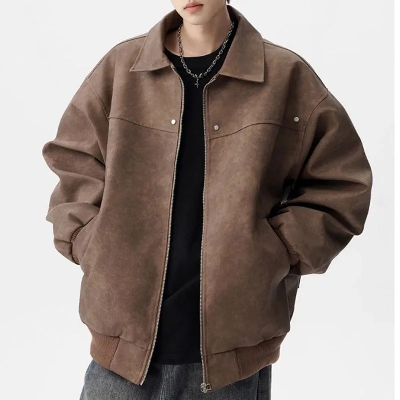 

Американская модная брендовая куртка из искусственной кожи, мужская весенне-осенняя новая уличная красивая свободная повседневная куртка