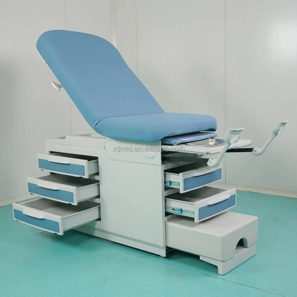 Hospital Patient Examination Delivery Bed with Drawers Steel Material Gynecological Exam