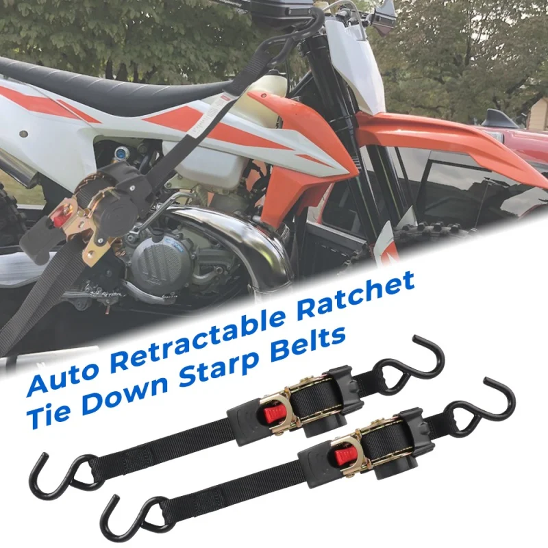 Auto Retractable Ratchet Tie Down Starp Belts Single Hook Motorcycle Tools Fast Binding Prevent 25MM x 2M Stainless Steel