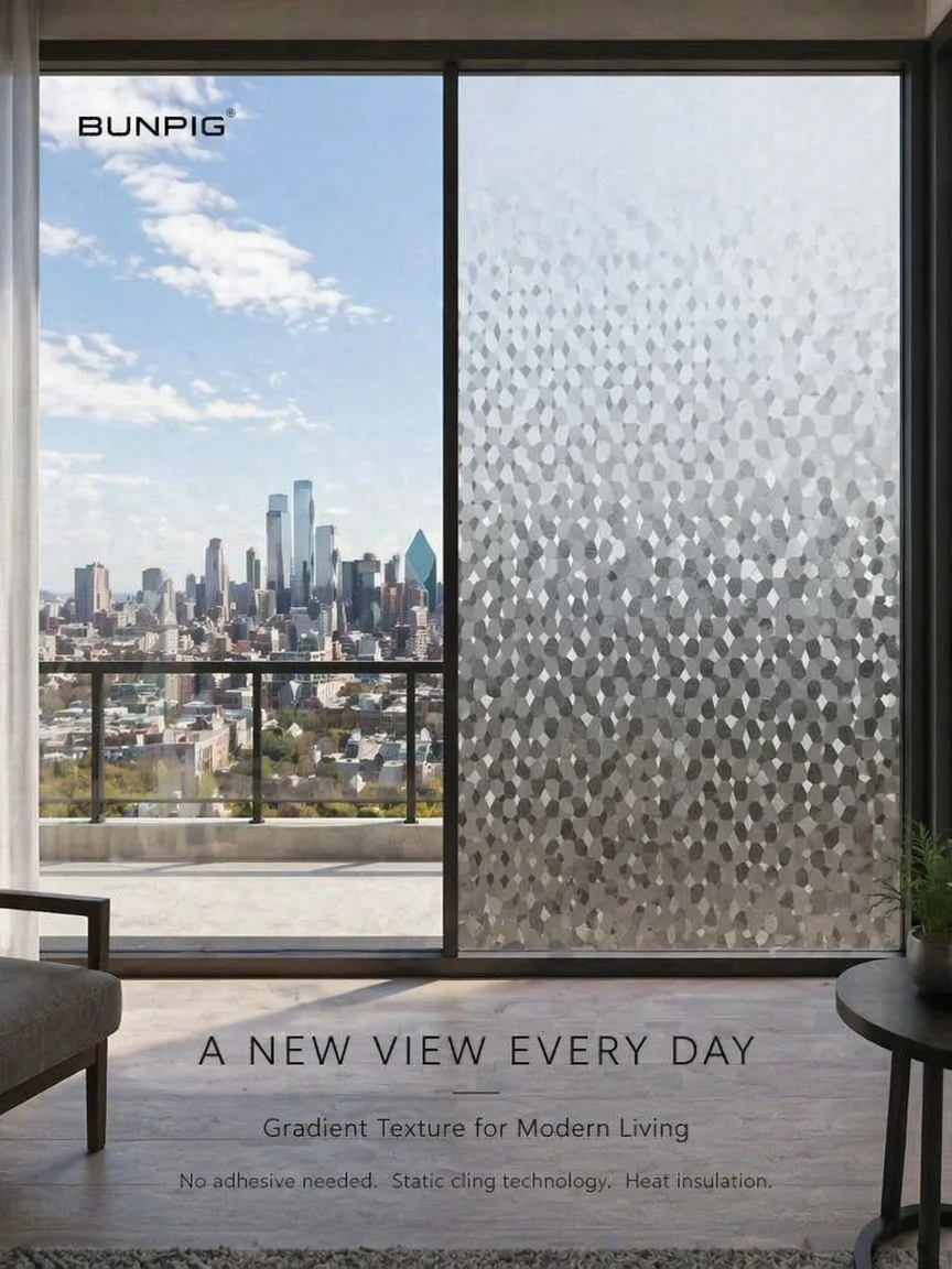 Thickened Colored Frosted Privacy Window Film Static Cling Sun Block Removable for Bathroom Balcony Bedroom Glass
