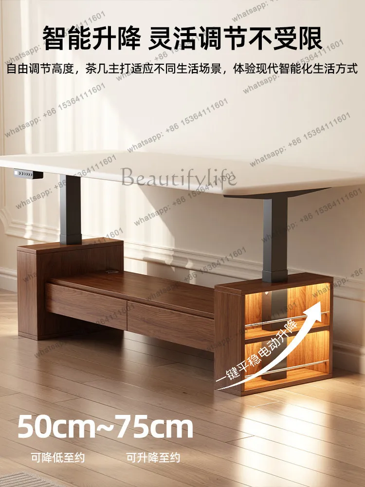 Factory Direct Sales Solid Wood Lifting Coffee Table Dining Table Dual Use 2-in-1
