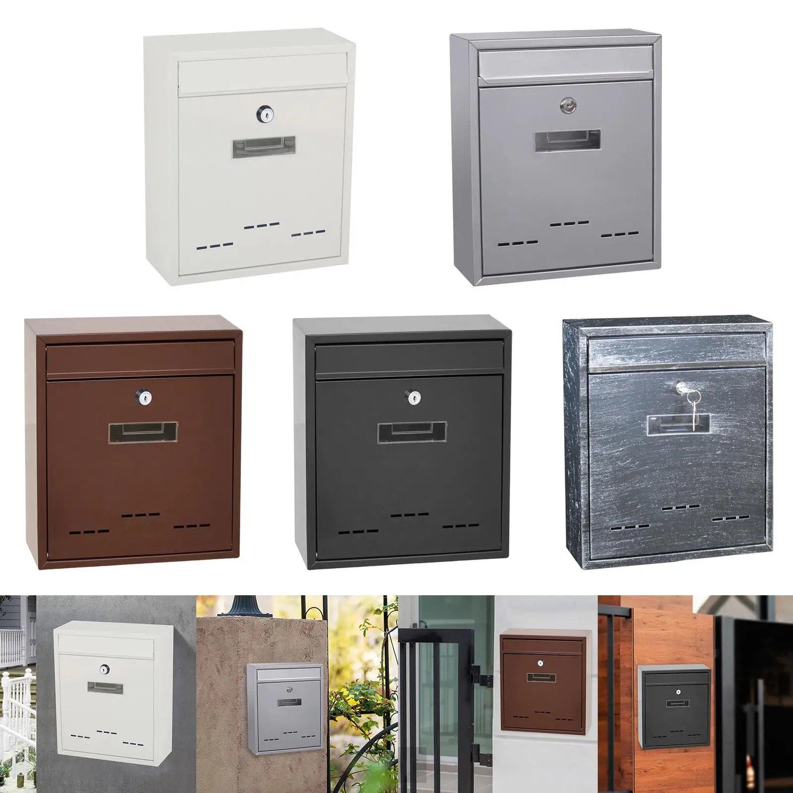 

Retro Style Wall Mount Mailbox Lockable Metal Mail Box Post Letter Letter Box for Home Decorative Outdoor door office