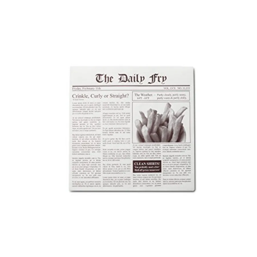 French Fry Wax Paper Liners, Newsprint, 24-Count