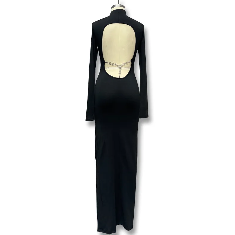 navy blue dress for baby girl Ripley Rader Women's Black Backless Turtleneck Dress, Size 3 (M) main image 1