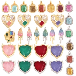 New Style Geometry Heart Shape Mixture Charm Jewelry Findings,Fashion 18k Gold Inlaid Rainbow Zircon Necklace Pendant Supply L31