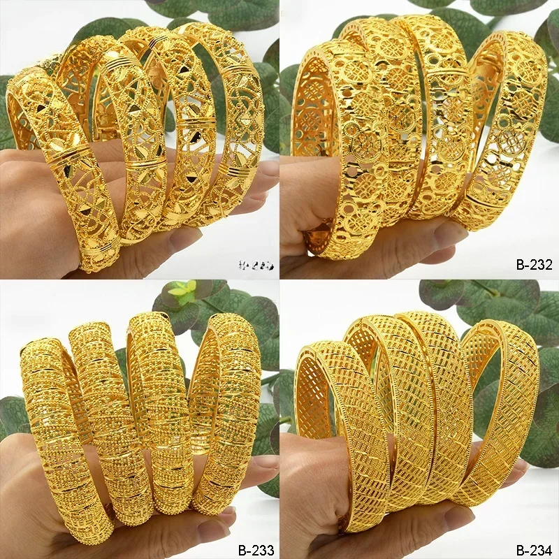 Glamorous 24K Gold Bangles for a Nigerian Bride's Wedding Jewelry: Reflecting Middle Eastern Style Statement Accessories