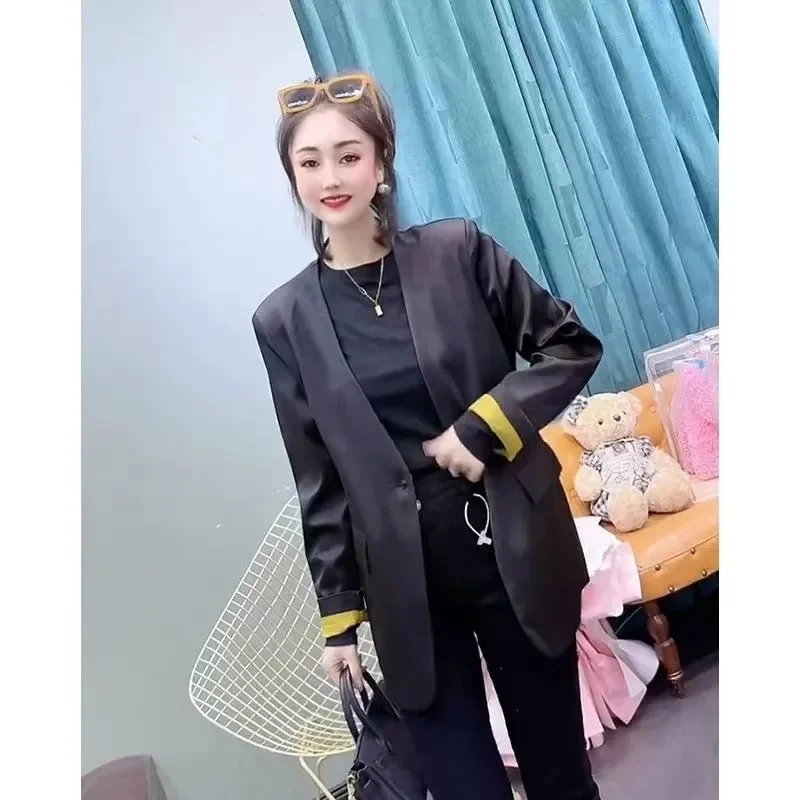 This Year's Popular Explosions Light Familiarity High Sense Small Fragrance Slim Waist Black Suit Jacket and Female Spring