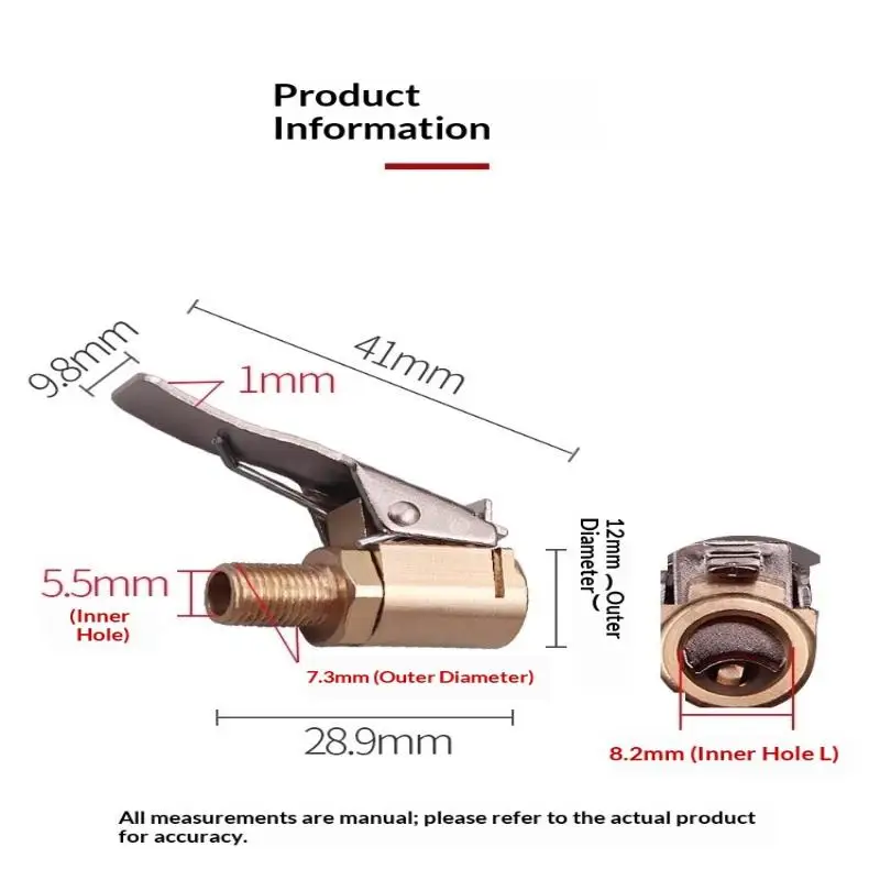 Brass Locking Nozzle Tire Air Chuck Clip Adapter - Automotive Grade For Efficient Inflation - view 6