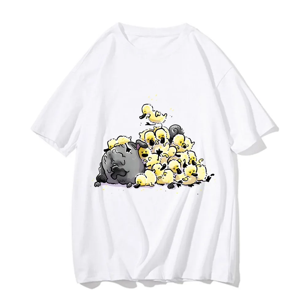 Pug Dog Japanese Anime Man T Shirt Cartoon T-shirt Harajuku Graphic Tees Unisex Clothing Tops Female Fashion Woman Blouse 2023