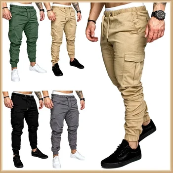 Yaz klasik erkekler kargo nefes pantolon cepler rahat iş pantolon Hip Hop Jogger spor sokak artı boyutu 6 renkler