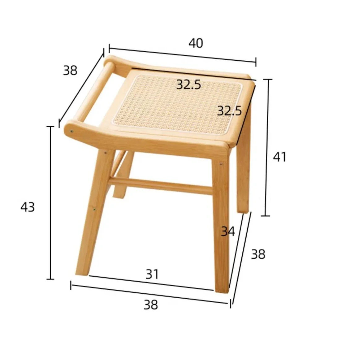 Modern Furniture Rattan Stool Bedroom Dressing Chair Living Room Sofa Footstool Leisure Creative Square Stool Home Accessories