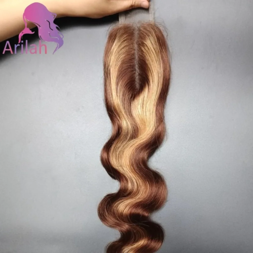 P427 2x6 кружевная застежка, объемная волна, закрытие человеческих волос, предварительно выщипанные, 10-20 дюймов, бразильские девственные волосы, глубокая средняя часть