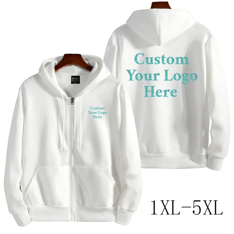 Fashion pria wanita disesuaikan Zip Up Hoodies desain DIY Logo/gambar Hooded Sweatshirt Pullover kepribadian Sweatshirt