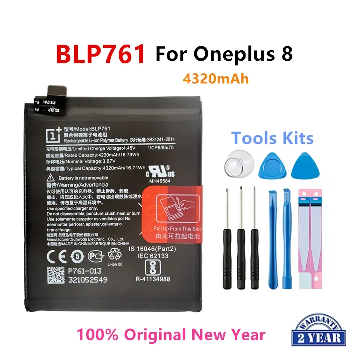 Bateria Original para OnePlus, BLP801, BLP761, BLP759, BLP745, BLP743, BLP699, BLP685, OnePlus 8T, 9R, 8, Pro, 8, 7T Pro, 7T, 6T, 7, A6010