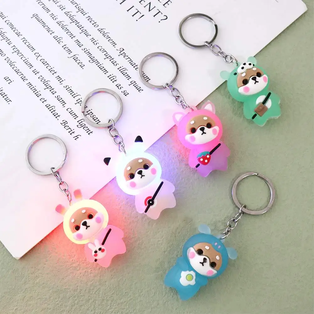 Gift Doll Boy Girl Shoulder Bag Bear Pendant Shiba Inu Key Rings Keychain Flashing Light Keychain Doll Pendant