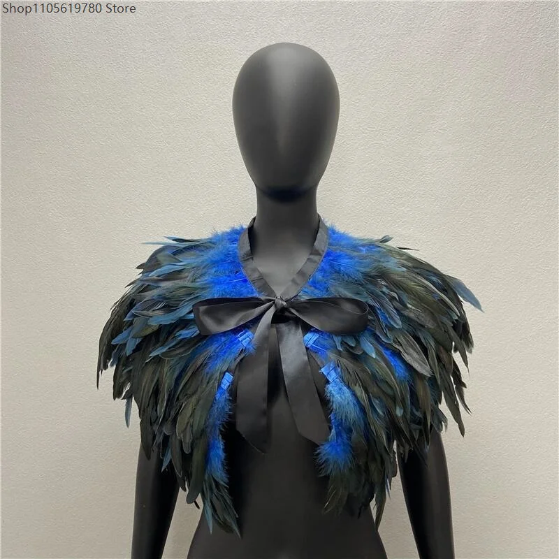 Gothic Style Neck Scarves Woman Scarf Women Shawls Turkey Dress Cape Halloween Fur Shawl Feather Wedding Party Shawl Cosplay