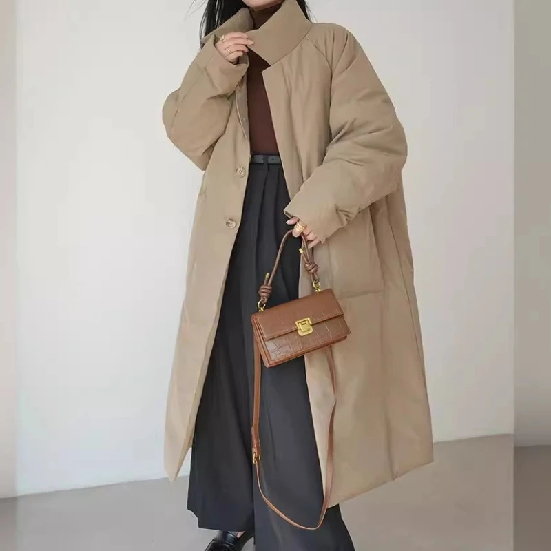 

Зимняя женская одежда 2025 года, куртка на хлопковой подкладке, длинная свободная пригородная куртка