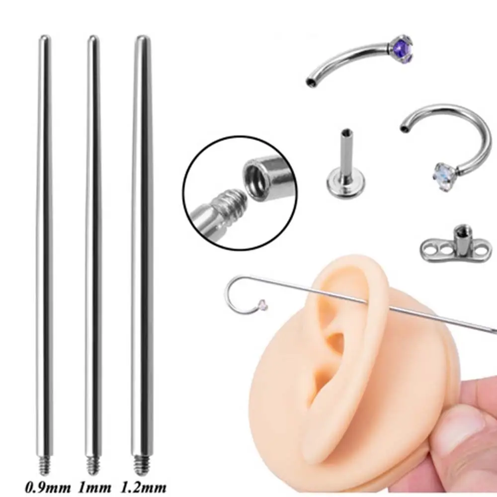 Stainless Steel Puncture Connecting Pin Ear Stud Navel Stud Body Piercing Tool Nose Stud Catheter Gauge Dermal Piercing Tool