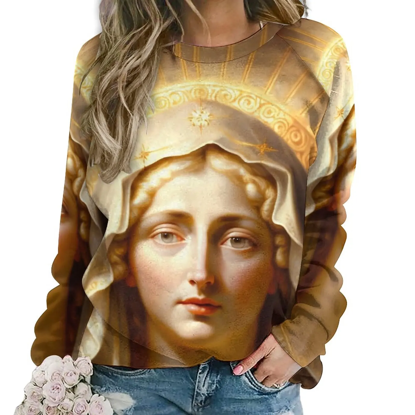 Mother Virgin Mary Hoodies Long Sleeve Our Lady of Guadalupe Trendy Casual Hoodie Hot Sale Fashion Oversized Design Sweatshirts