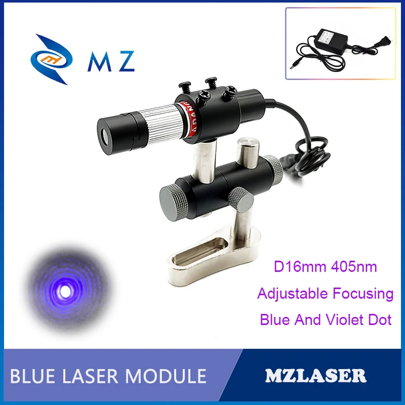 Hot Selling High Stability Adjustable Focusing D16x81mm 405nm 10mw Blue & Violet Dot Laser Diode Module With Bracket Supply