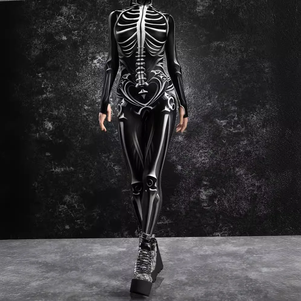 

Female Printed Spider Tight Fitting Jumpsuit Clothing Halloween Women Cosplay Costume Long Sleeve Performance Zentai Suit