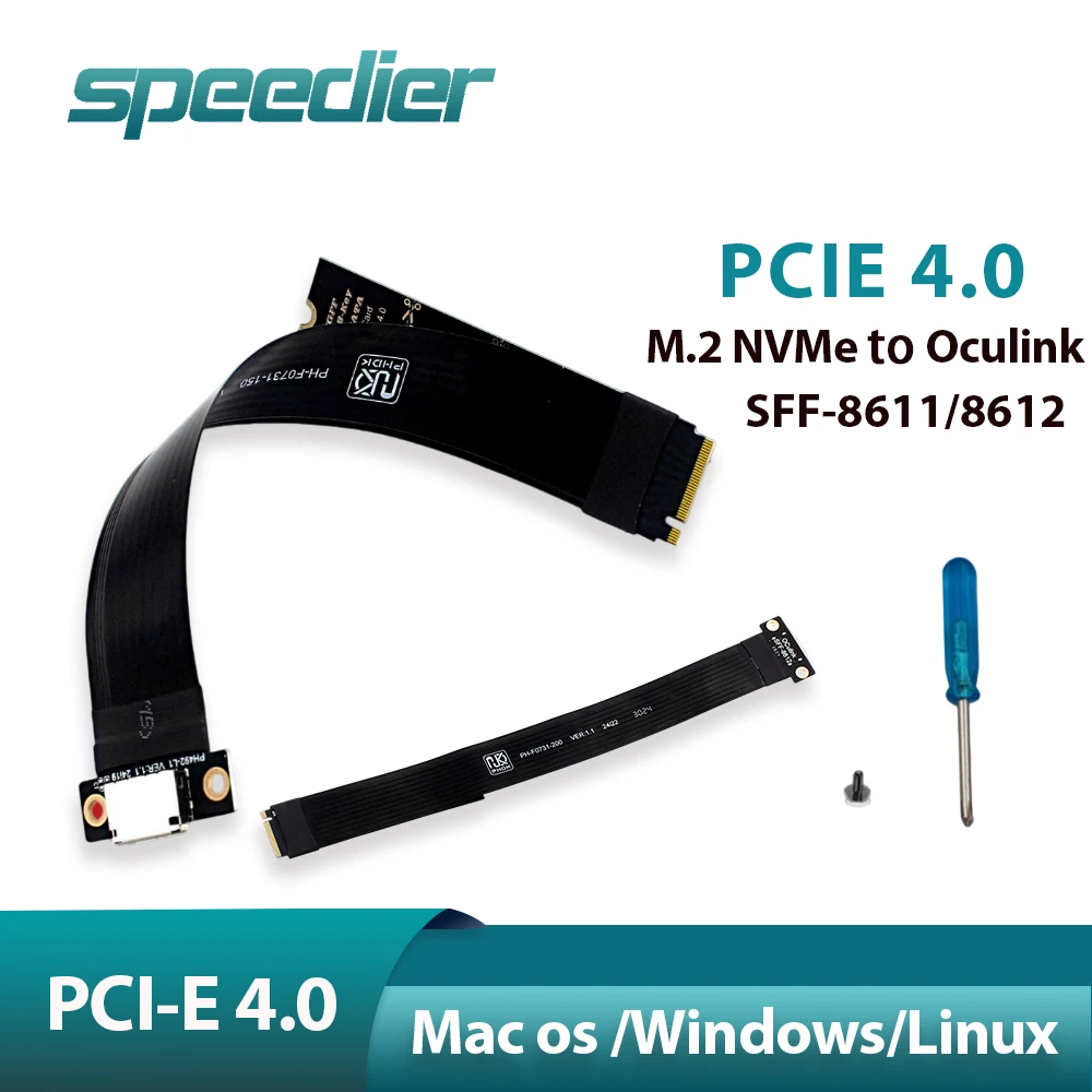 

PCIE 4.0 M.2 NVMe To Oculink SFF 8611 8612 Adapter Card Notebook External Graphics Card Extension Cable for Mac Os Windows Linux