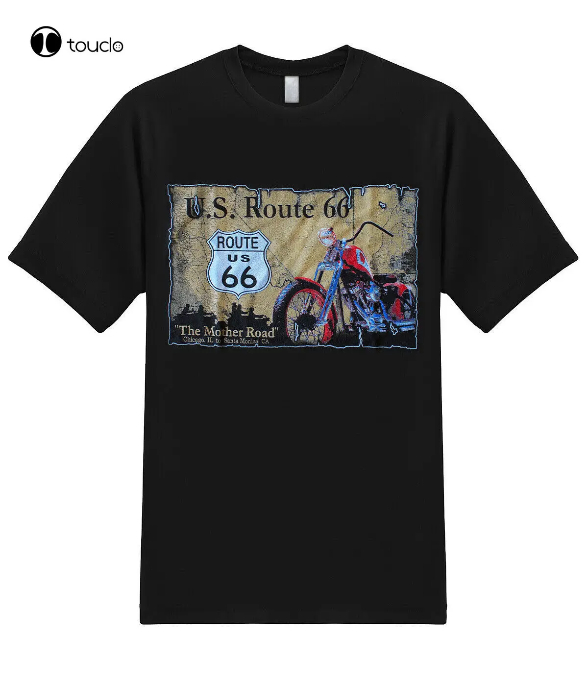 Historic Us Route 66 The Mother Road Red Classic Motor Bike Mens Graphic T-Shirt Custom Aldult Teen Unisex Digital Printing