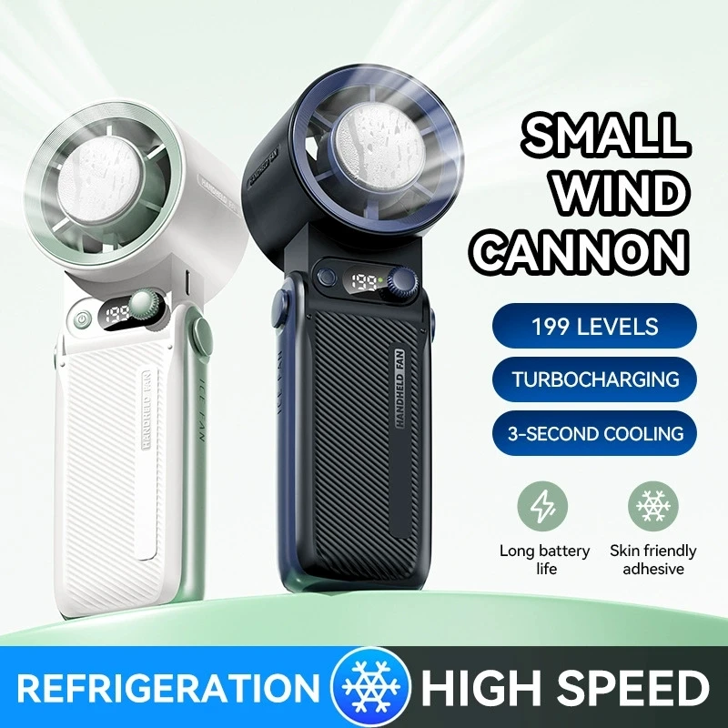 

For Travel Outdoor 6000mah Ice Compress Fan High-speed Cooling Handheld USB Rechargeable Portable Foldable LED Digital Display