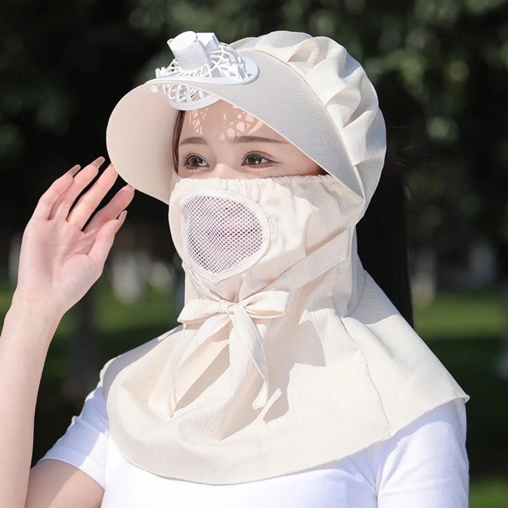 Face-Covering Sunshade Riding Supplies Rechargeable With Fan Wide Brim Neck Sun Shading Cap Cooling Cap Fishing Fan Hat Sun Hat