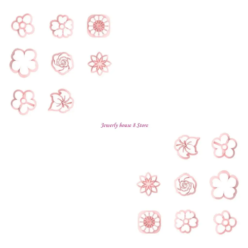 

8 Piece Flower Shaped Jewelry Mold Set Flexible Plastic Clay Tools For Handcrafted Earrings Accessories