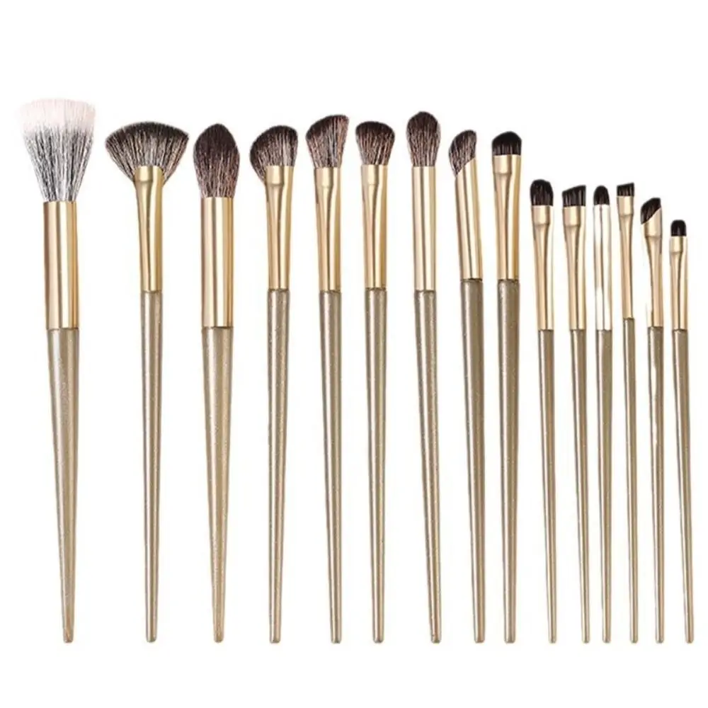 15 pçs conjuntos de escova de maquiagem multifuncional profissional cabelo macio sobrancelha sombra escovas cônicas com saco de armazenamento