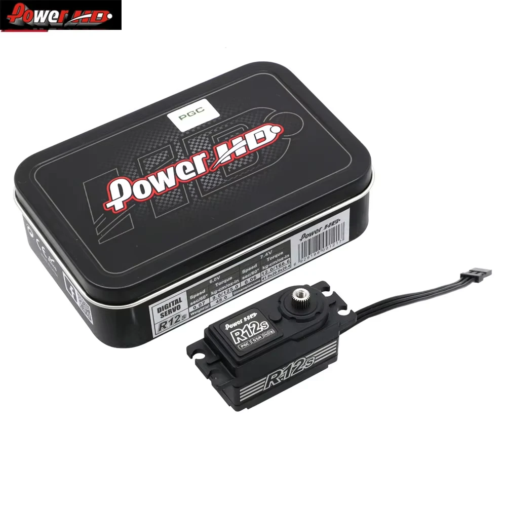 Power HD R12S Upgraded Short Body High Voltage Digital Servo 12kg 0.06s High‑Speed Coreless Motor Titanium Aluminum Gear 25T