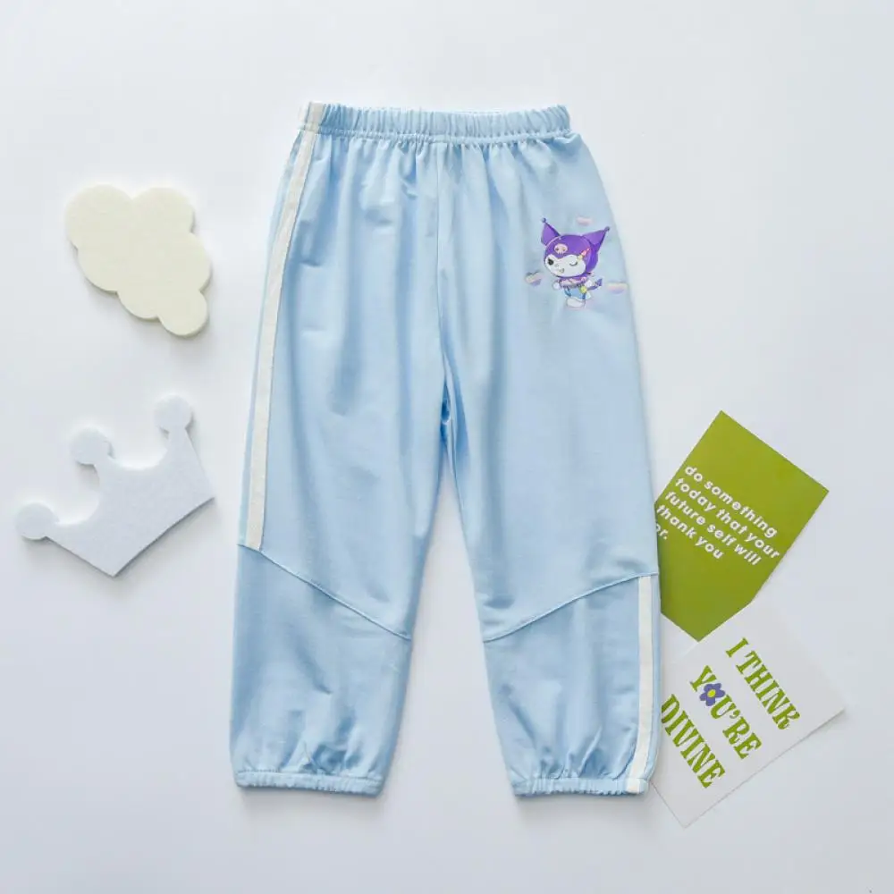 Kawaii Sanrio Kuromi Summer Boys and Girls Casual Pants Cute Cartoon Sweatpants Fashionable and Sweet Thin Children's Trousers