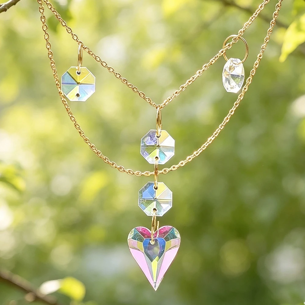 우아한 금색 체인 하트 크리스탈 선캐처, 무지개빛 옥타 - Crystal Sun Catcher 리뷰 및 가격