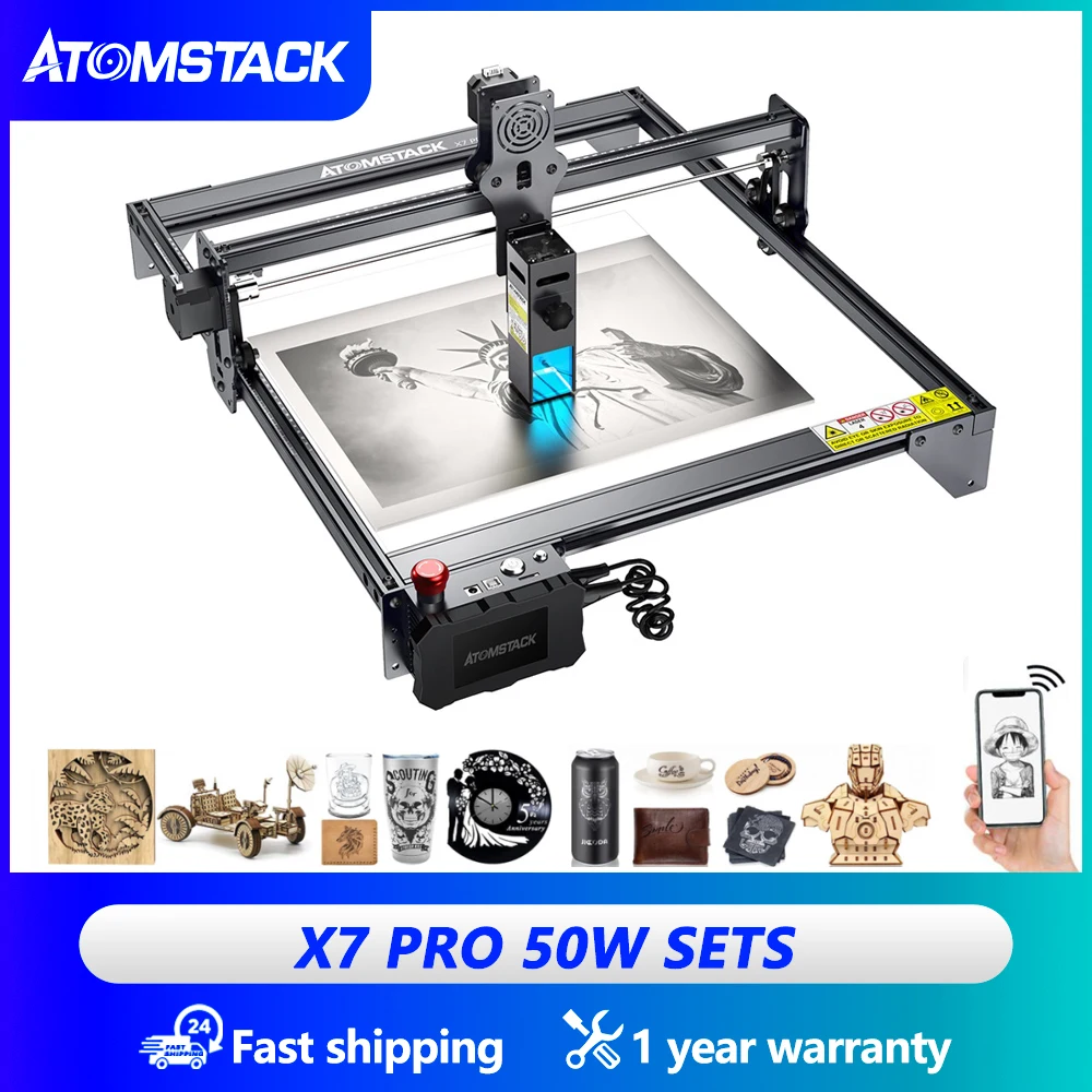 

ATOMSTACK S10 X7 Pro 50W Laser Engraving Cutting Machine Marble Metal Glass Engraving Wood Cutting CNC Router Offline Control