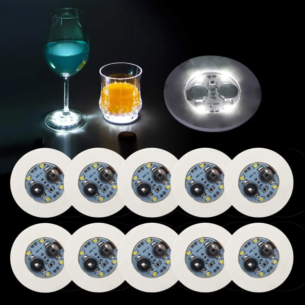 Colorful Flashing Tableware Mat Cup LED Luminous Sticker Colorful Flashing Bottle Sticker Light-emitting Coaster Stall Bar Light