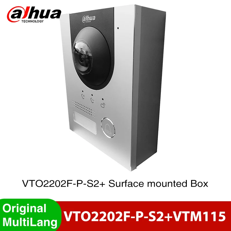 Dahua VTO2202F-P-S2 2-wire IP Villa Door Station 2MP POE Doorbell Colorful 160° fisheye Camera With Surface Mounted Box VTM115