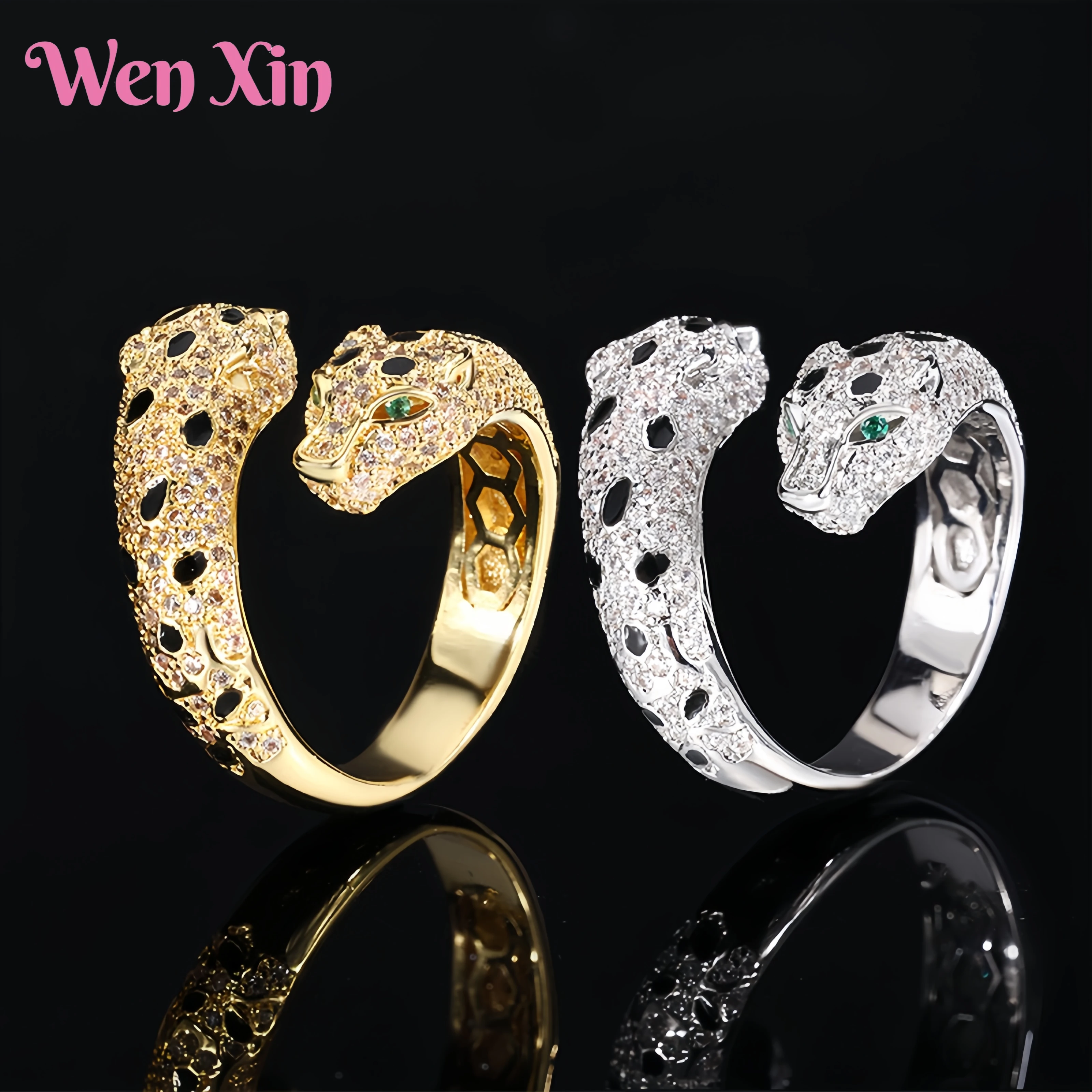 

WENXIN New Top Grade Quality Jewelry Leopard Openin Ring For Women Gold Material 18k Gold Plated Leopard Opening Ring Jewelry