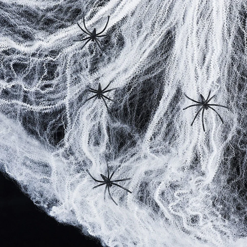 100 g künstliche Spinnweben, gruselig, dehnbar, Halloween-Spinnennetz-Dekoration für Fenster, Türen, Tische, Geisterhaus, Party-Dekoration, Ideen