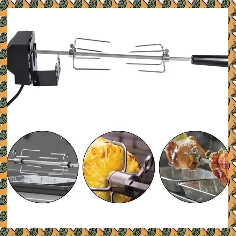 

A77I Rotisserie Kit Stainless Steel Automatic BBQ Grill Rotisserie Set With Motor Grilling Hot Dog Chicken Steak