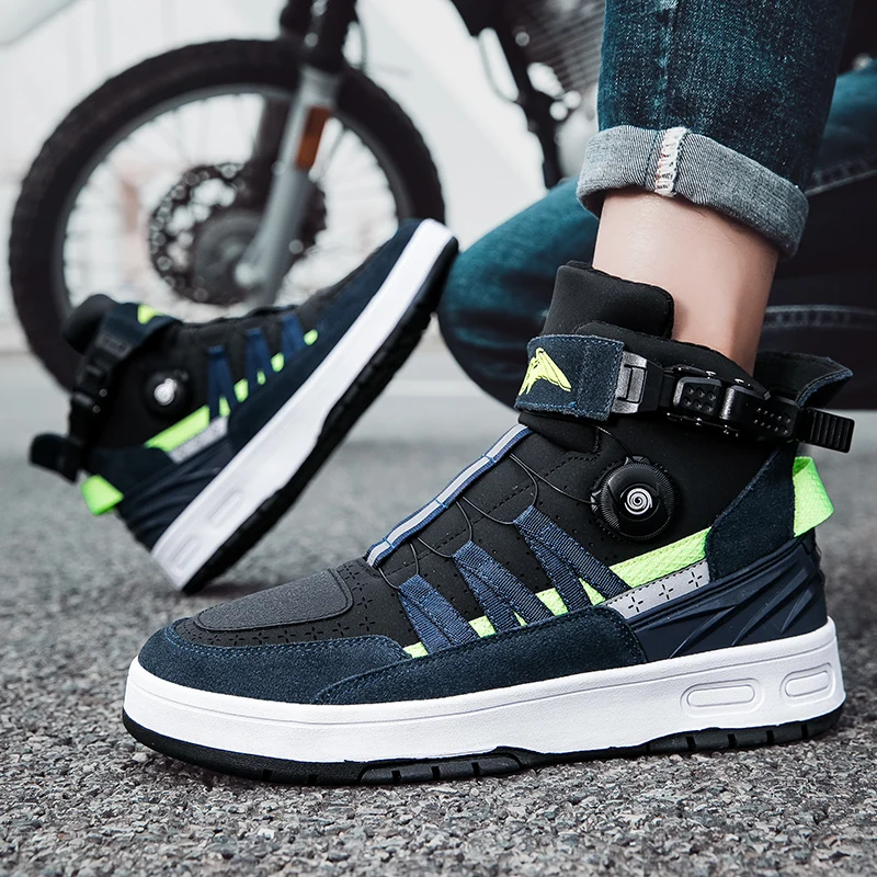 Lexsan Motorcycle Boots Men Leather Motos Breathable Anti Slip Wear-resistant Riders Boots Motorbike Racing Ankle Length Shoes